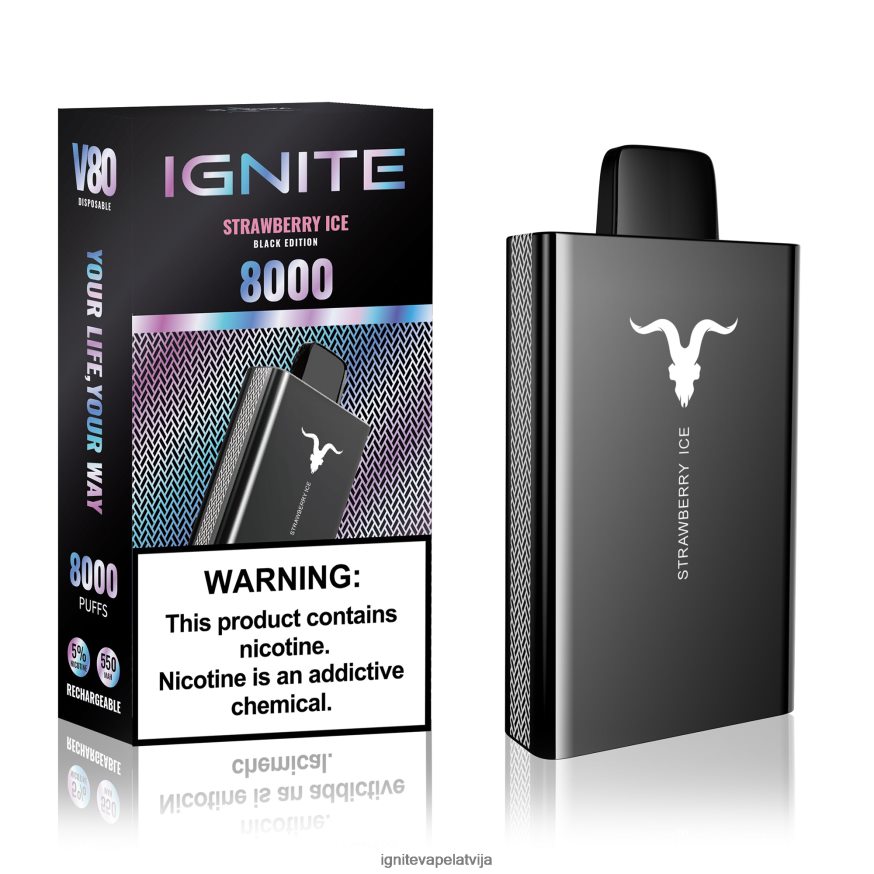 Ignite E Cigarette | IGNITE V80 vape pildspalva zemeņu ledus V22L8050