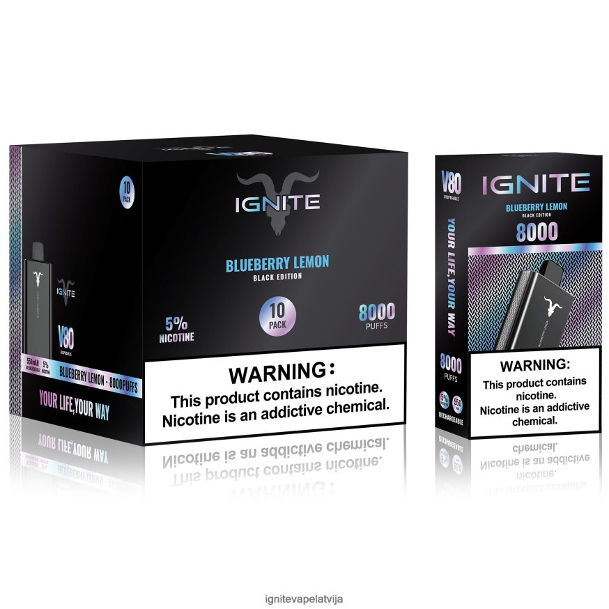 Ignite Puff Price | IGNITE V80 vape pildspalva 10 pac melleņu citrons V22L8055